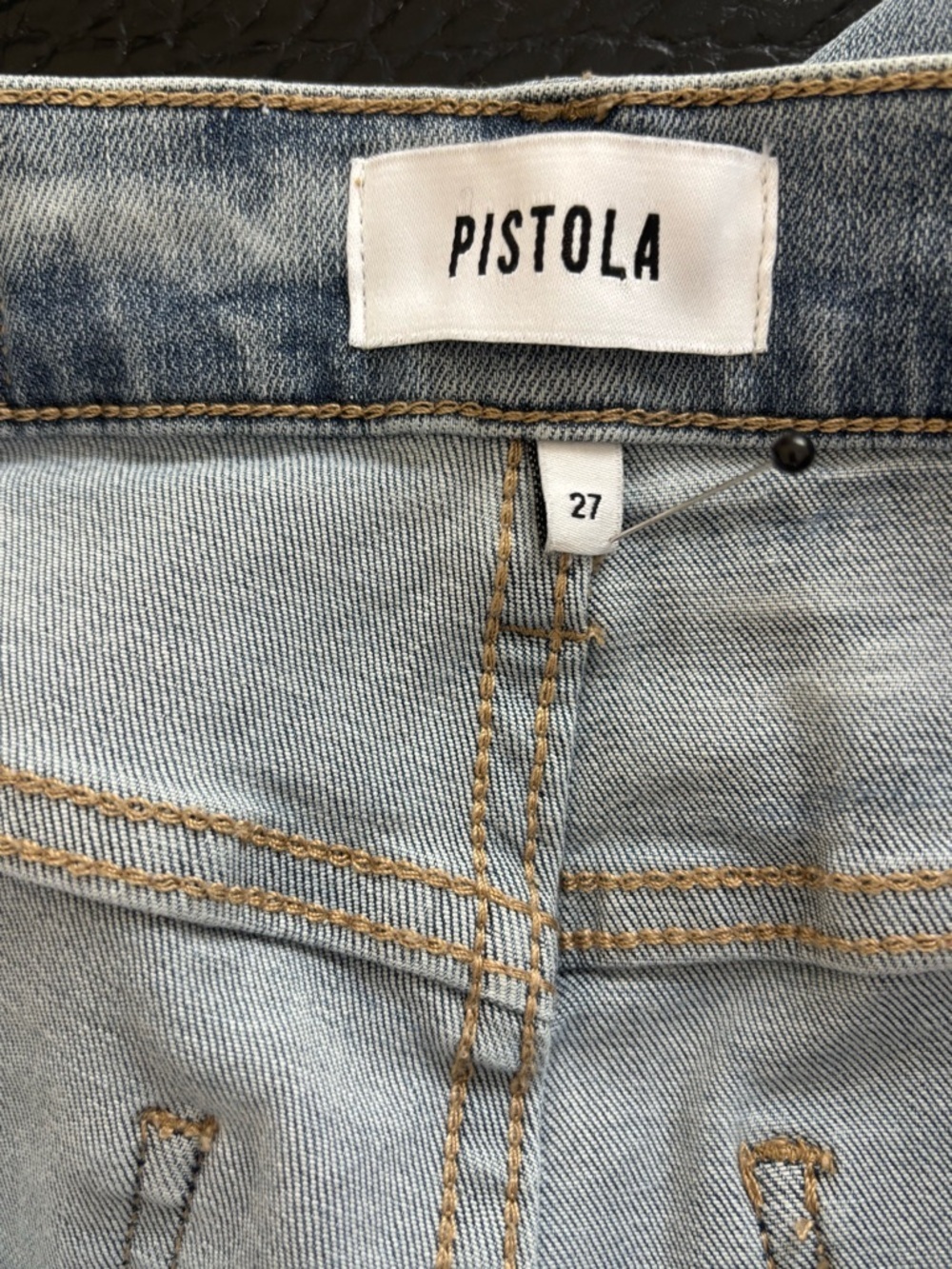 Pistola High Rise Button Fly Skinny  Jeans Light Wash Raw Hem Size 27 - Picture 8 of 12